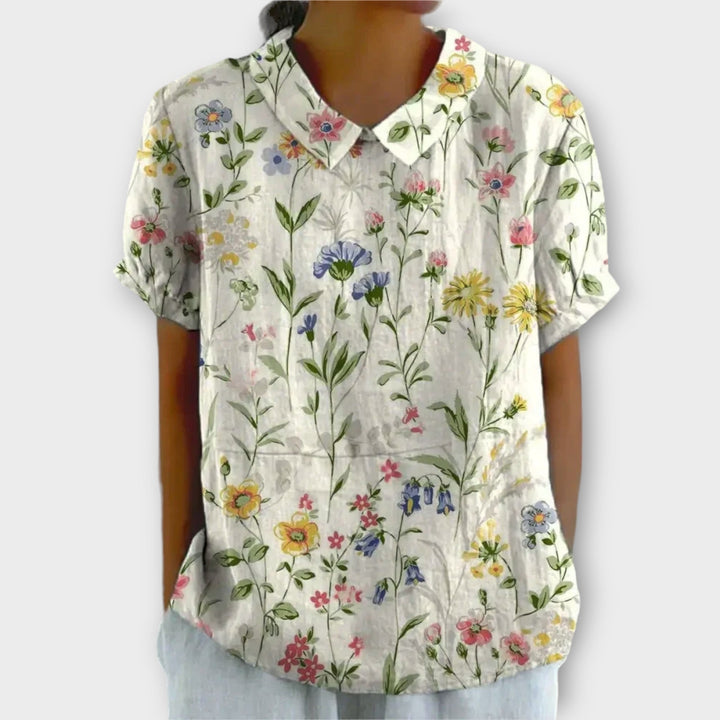 Charlotte | Floral blouse in cotton linen