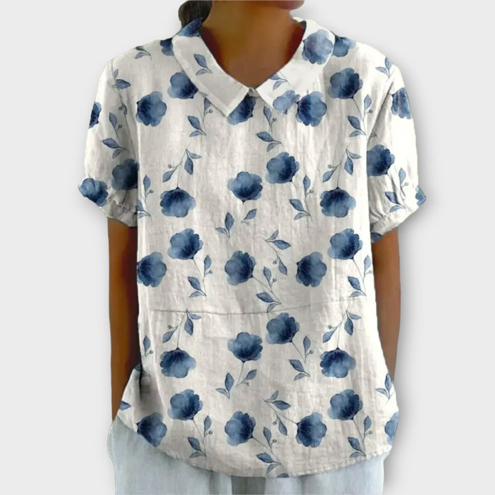 Charlotte | Floral blouse in cotton linen