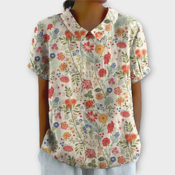 Charlotte | Floral blouse in cotton linen